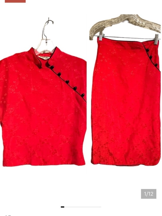 Vintage Dresses & Skirts - Vintage Tattoo of California Red Skirt Set as‎ is
